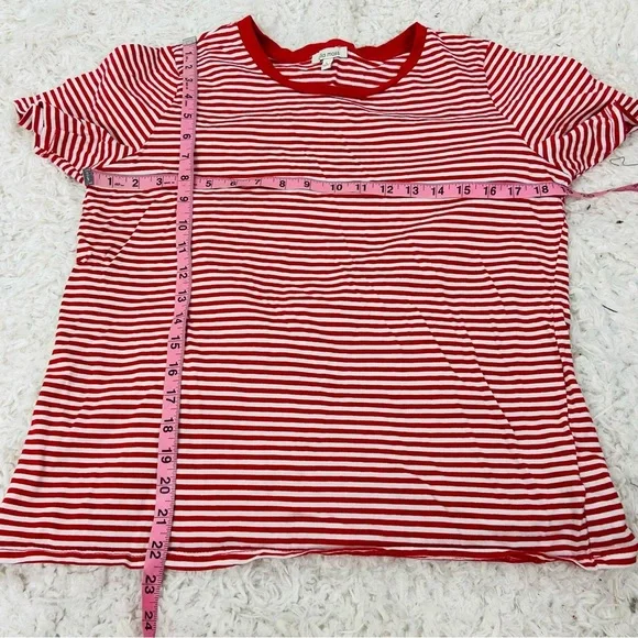 Ella Moss Red and White Striped  cotton short sleeve Tee size large - Picture 11 of 12